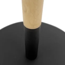 Table basse design ronde 'DILA' en bois finition naturelle et métal noir