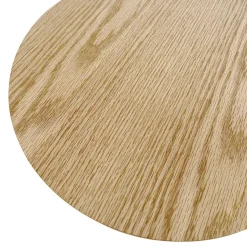Table basse design ronde 'DILA' en bois finition naturelle et métal blanc