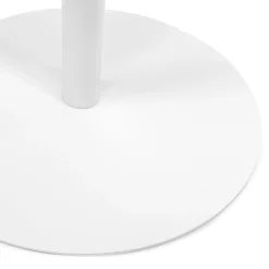 Table basse design ronde 'DILA' en bois finition naturelle et métal blanc