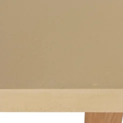 Table basse en béton beige pieds croisés en teck