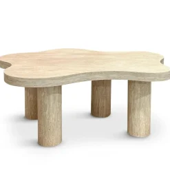 Table basse forme nuage Lagoon Effet Travertin Beige
