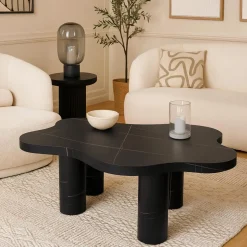 Table basse forme nuage Lagoon Effet Marbre Noir