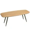 Table basse HELENA plateau en pin pieds scandinaves métal vert