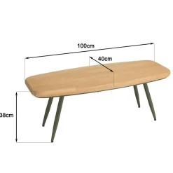 Table basse HELENA plateau en pin pieds scandinaves métal vert