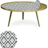 Table basse magnétique ronde à rebord Bipolart Métal Or avec 1 Top Losanges