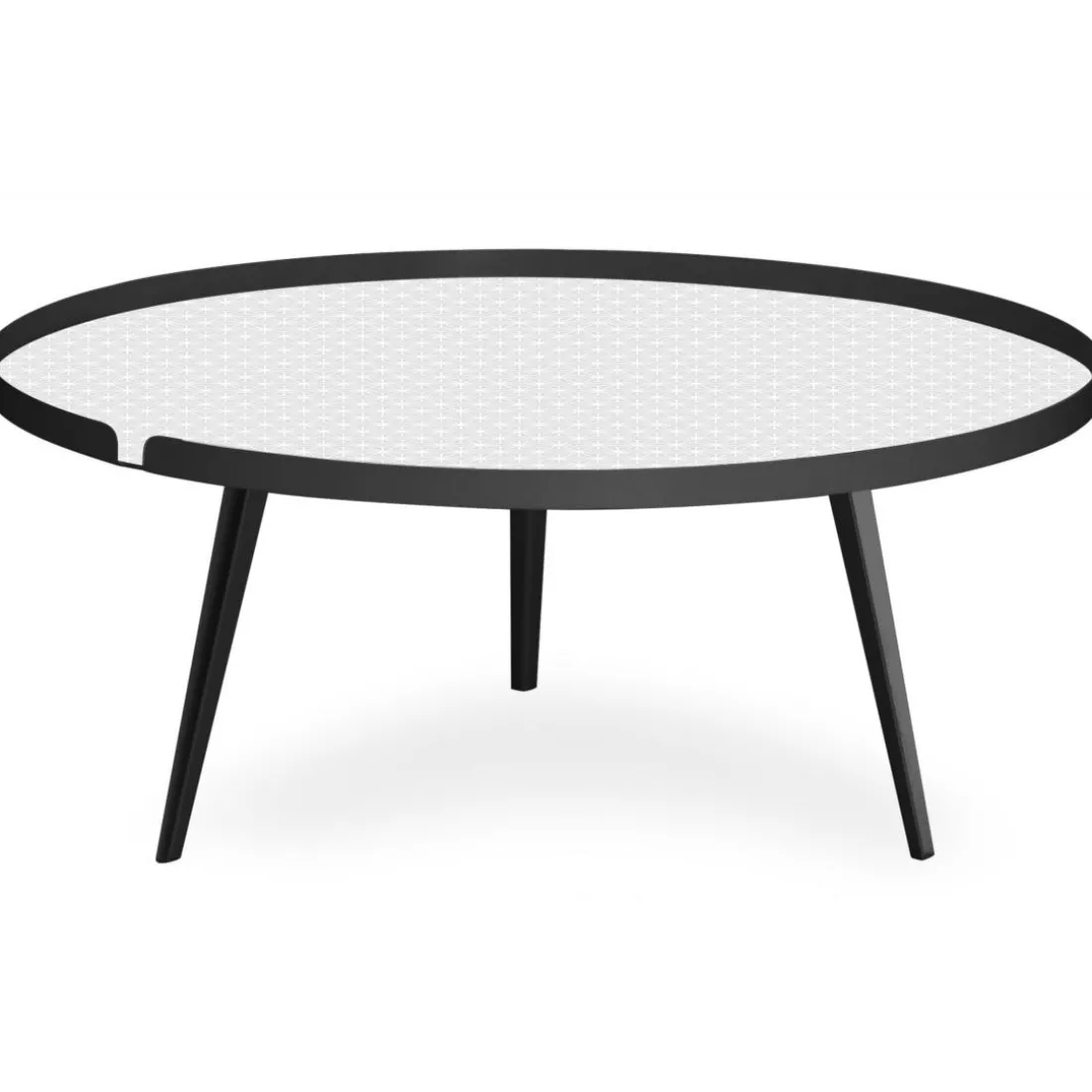 Table basse magnétique ronde à rebord Bipolart Métal Noir avec 2 Tops style Scandinave