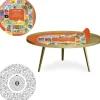 Table basse magnétique ronde à rebord Bipolart Métal Or avec 2 Tops style Jeux