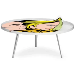 Table basse magnétique ronde à rebord Bipolart Métal Blanc avec 1 Top Fast & Furious