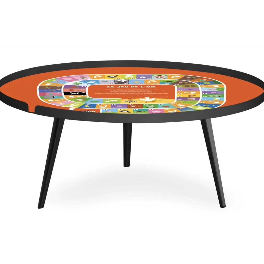 Table basse magnétique ronde à rebord Bipolart Métal Noir avec 2 Tops style Jeux