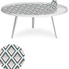 Table basse magnétique ronde à rebord Bipolart Métal Blanc avec 1 Top Losanges