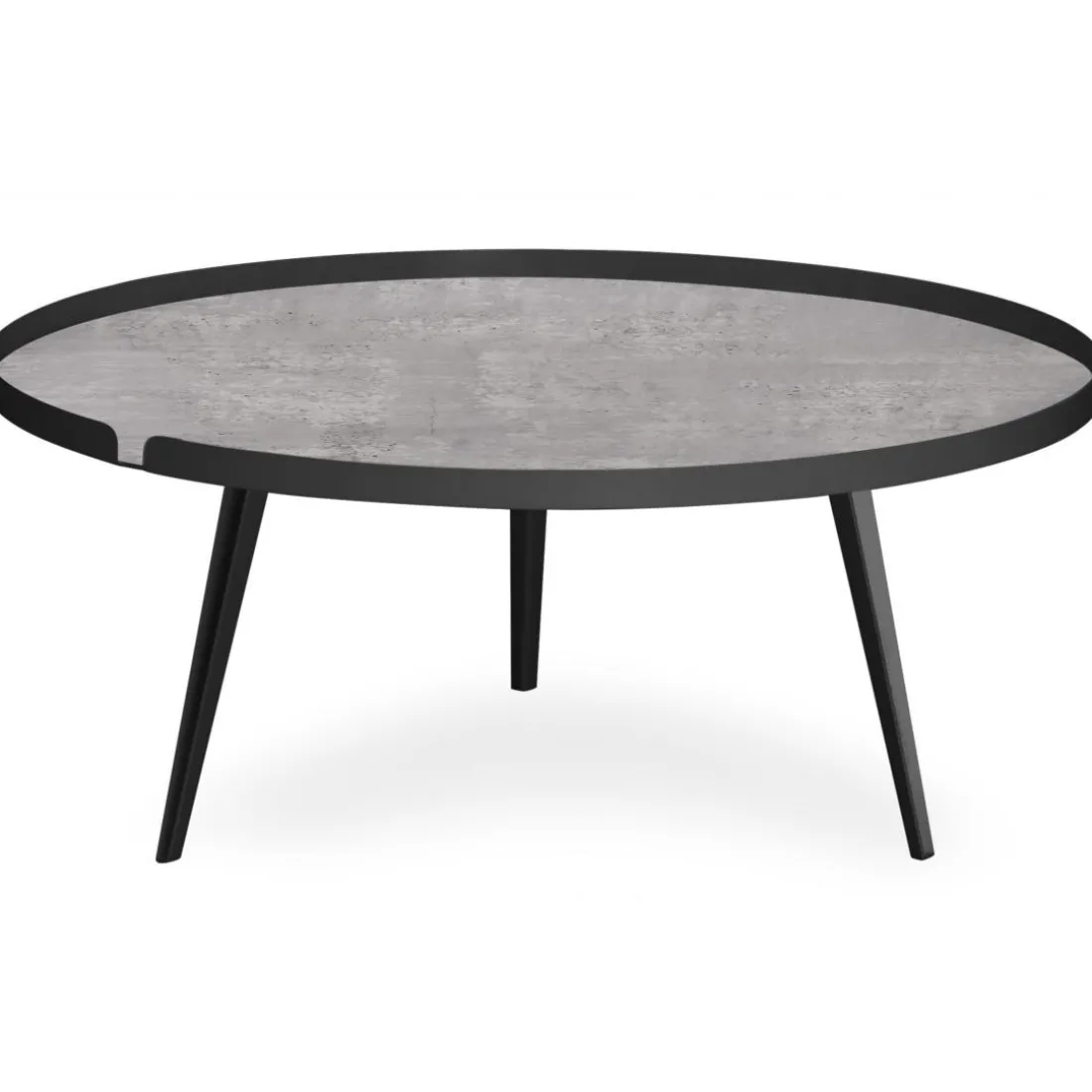 Table basse magnétique ronde à rebord Bipolart Métal Noir avec 2 Tops style Textures