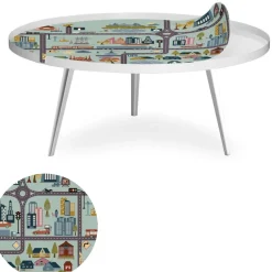 Table basse magnétique ronde à rebord Bipolart Métal Blanc avec 1 Top City