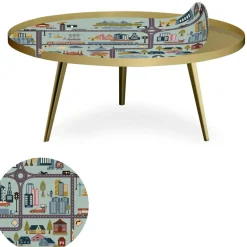 Table basse magnétique ronde à rebord Bipolart Métal Or avec 1 Top City