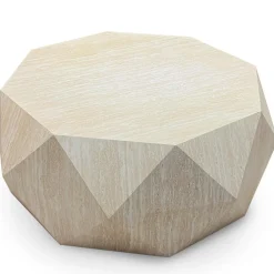 Table basse octogonale Mercury effet Travertin Beige