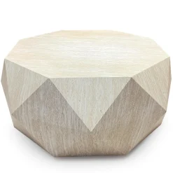 Table basse octogonale Mercury effet Travertin Beige
