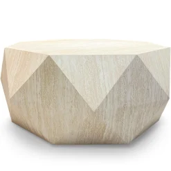 Table basse octogonale Mercury effet Travertin Beige