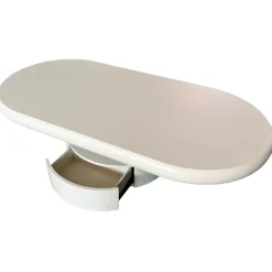Table basse ovale avec tiroirs Barket Crème