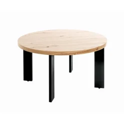 Table basse plateau en MDF décor chêne avec accents de couleur