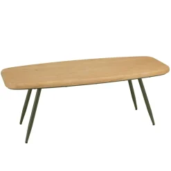 Table basse plateau en pin pieds scandinaves métal vert HELENA