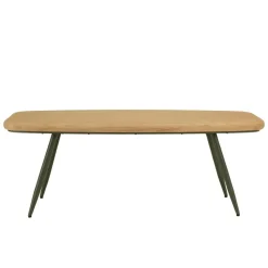 Table basse plateau en pin pieds scandinaves métal vert HELENA