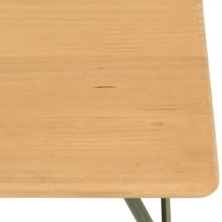 Table basse plateau en pin et pieds tréteaux en métal vert HELENA