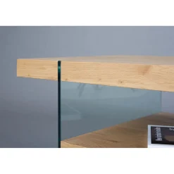 Table Basse Rectangulaire en Verre et contreplaqué MELIO