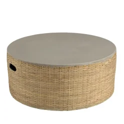 Table basse ronde plateau en béton socle en bambou naturel HECTOR