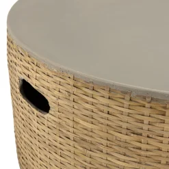 Table basse ronde plateau en béton socle en bambou naturel HECTOR
