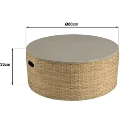 Table basse ronde plateau en béton socle en bambou naturel HECTOR