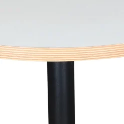 Table bistrot ronde 'YOGI' blanche avec un pied en métal noir