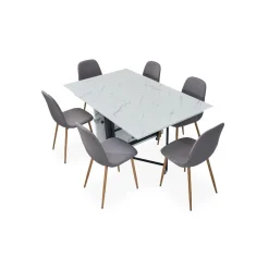Table console extensible Nefertiti Effet marbre blanc