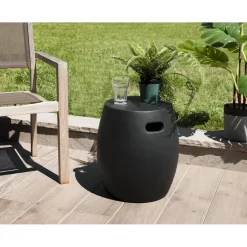 Table d'appoint de jardin ronde béton 43x43 cm noir