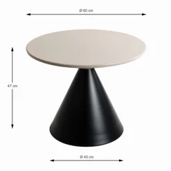 Table d'Appoint en métal noir tablette peint par poudrage en gris cachemire