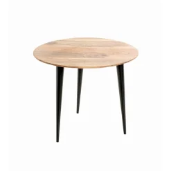 Table d'appoint en tube d'acier plateau en bois massif