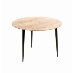 Table d’appoint en tube d'acier plateau en bois massif d'acacia