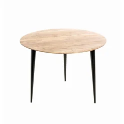 Table d’appoint en tube d'acier plateau en bois massif d'acacia