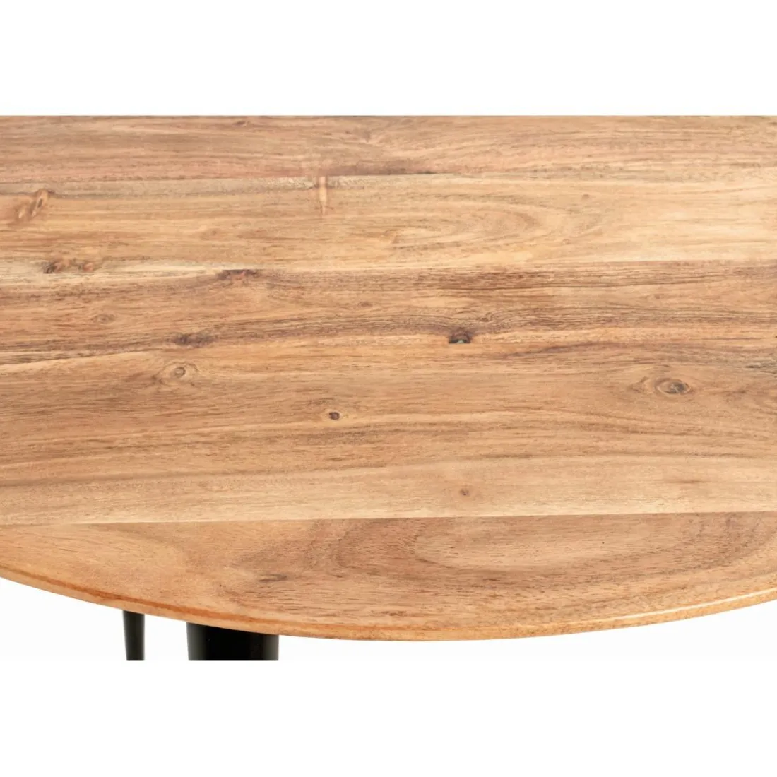 Table d’appoint en tube d'acier plateau en bois massif d'acacia