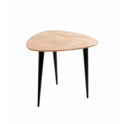 Table d’appoint en tube d'acier plateau en bois massif d'acacia naturel