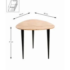 Table d’appoint en tube d'acier plateau en bois massif d'acacia naturel