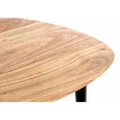 Table d’appoint en tube d'acier plateau en bois massif d'acacia naturel