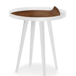 Table d'appoint magnétique ronde à rebord Bipolart Métal Blanc avec 3 Tops style Textures