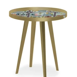 Table d'appoint magnétique ronde à rebord Bipolart Métal Or avec 3 Tops style Kid