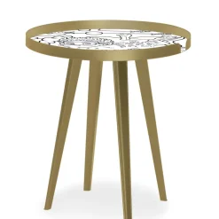 Table d'appoint magnétique ronde à rebord Bipolart Métal Or avec 3 Tops style Kid
