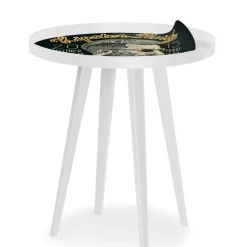 Table d'appoint magnétique ronde à rebord Bipolart Métal Blanc avec 3 Tops style Fun