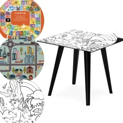 Table d'appoint magnétique carrée Bipolart Métal Noir avec 3 Tops style Kid