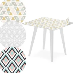 Table d'appoint magnétique carrée Bipolart Métal Blanc avec 3 Tops style Scandinave