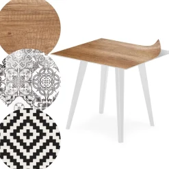 Table d'appoint magnétique carrée Bipolart Métal Blanc avec 3 Tops style Natural