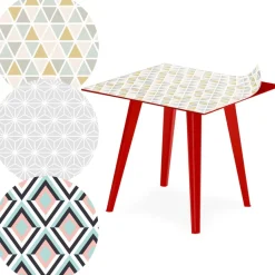 Table d'appoint magnétique carrée Bipolart Métal Rouge avec 3 Tops style Scandinave