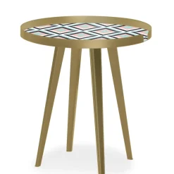 Table d'appoint magnétique ronde à rebord Bipolart Métal Or avec 3 Tops style Scandinave