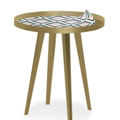 Table d'appoint magnétique ronde à rebord Bipolart Métal Or avec 3 Tops style Scandinave